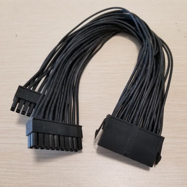 

atx motherboard female to male 20pin 1 to 2 splitter power cable 18awg black 30cm