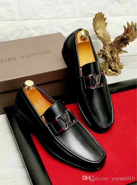 

fashion leather men shoes elegant qualit luxury designer sneakers leather mens dress shoes for men size 38-45, Black