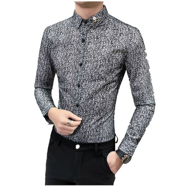 

recommend 2018 good quality tuxedo shirt turn down collar long sleeve business formal mens dress shirts solid men 's blouse, White;black