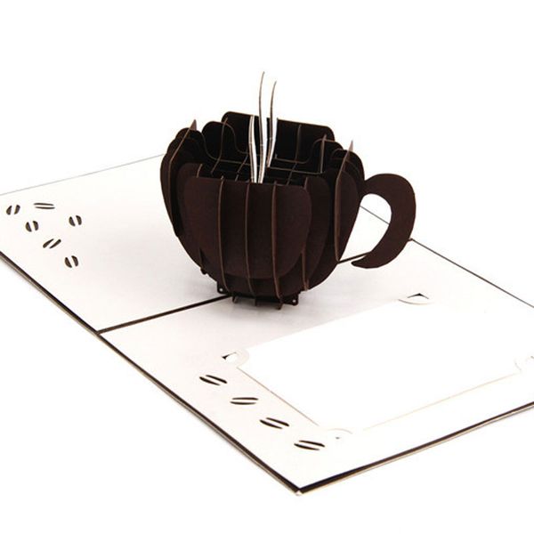 

new laser cut invitation cards handmade 3d pop up card cubic coffee cup business greeting cards ing