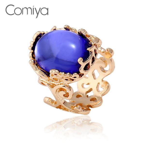 

comiya rings zinc alloy statement accessories anel feminino gold color artificial stone decoration big ring for women wholesale, Golden;silver