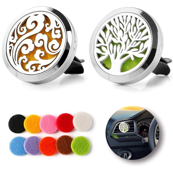 

car perfume clip home essential oil diffuser for car locket clip stainless steel car air freshener conditioning vent clip 30mm with 10pads