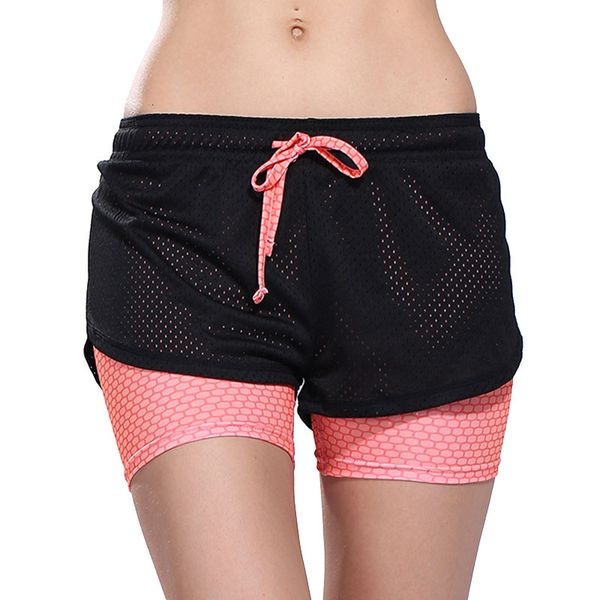 

women sport fitness yoga shorts 2 in 1 women athletic shorts cool ladies sport running short fitness sports clothes jogging, White;red