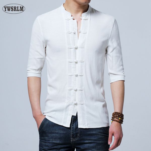 Großhandels-chinesischer Stil Flachs-Sommerhose mit besticktem Garn, Herrenhemd, Herren-Langarmhemd, Herren-Retro-Baumwollhemd