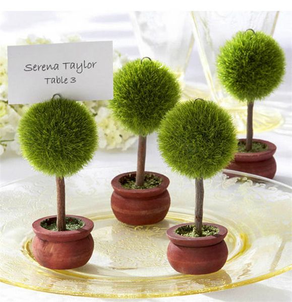 

wedding favors green potted plants place card holder wedding party table decoration