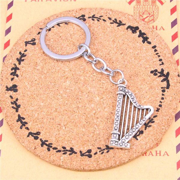 Keychain Harfe musikalische Anhänger DIY Männer Schmuck Auto Schlüsselanhänger Ring Halter Souvenir Für Geschenk