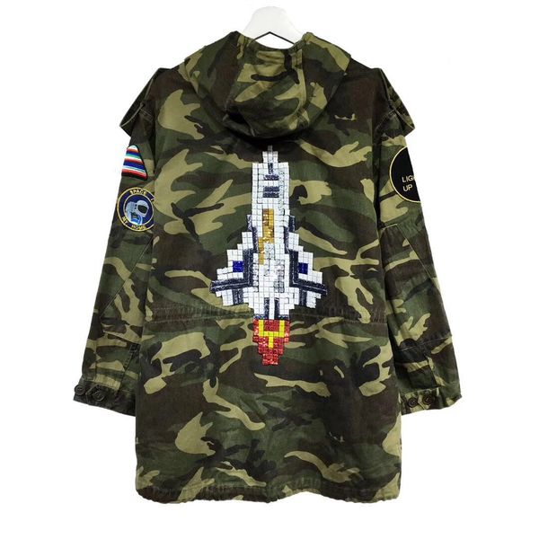

Роскошный дизайн пальто классический промывают старый камуфляж большая ракета ветровка куртка высокое качество мужчины и женщины мода куртка Hfbyjk164
