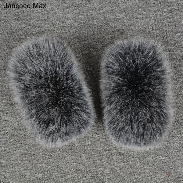 

jancoco max winter 2017 women real fur sleeve cuffs wrist ring raccoon fur cuffs for fashion parka coat jackets luxury s7231, Blue;gray