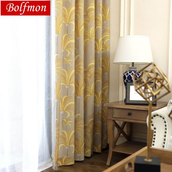 2019 Cotton Polyester Custom Size Soft Touch Golden Luxury Curtain