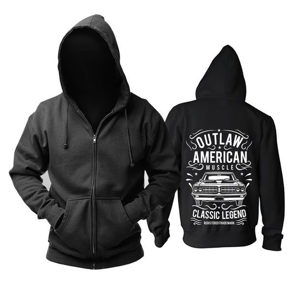 

bloodhoof outlaw american muscle locomotive printing black cotton men hip hop hoodie asia size
