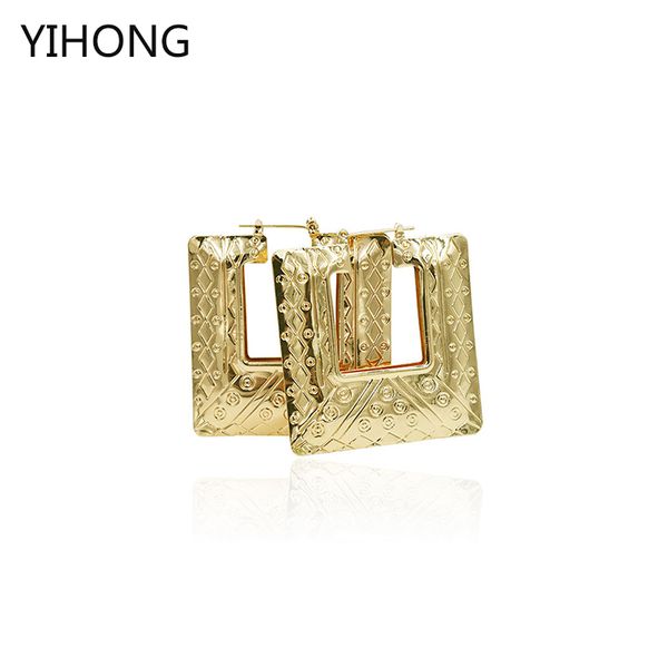 

square hoop earrings gold plate fashion jewelry for women earring wholesale jewelry for women accessories, Golden;silver
