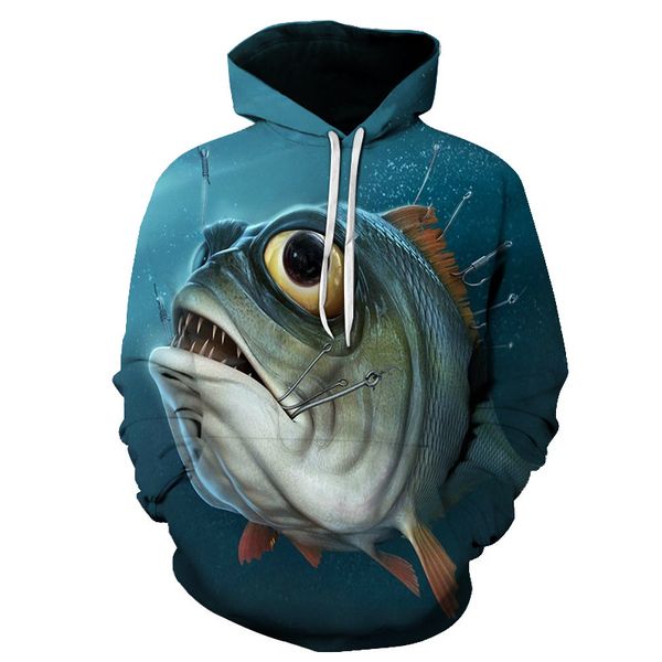 

fish print hoodies 3d anime men hoodies male sweatshirts women brand pullover fashion tracksuits drop ship hoodiest asian size, Black