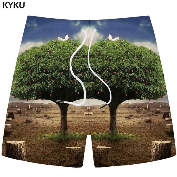 

kyku bird shorts men apple cargo short pants beach forest sky 3d printed shorts casual animal mens cool summer male new, White;black