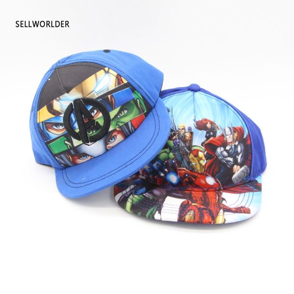

2017 sellworlder children boys character ironman && hulk baseball caps, Blue;gray