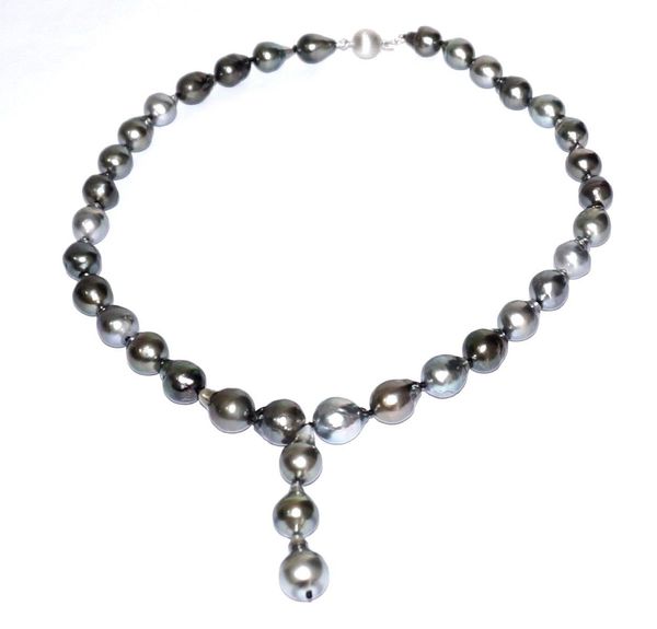

fine pearls jewelrymulti colors luster tahitian south sea 35 pcs baroque pearl 18" necklace, Black