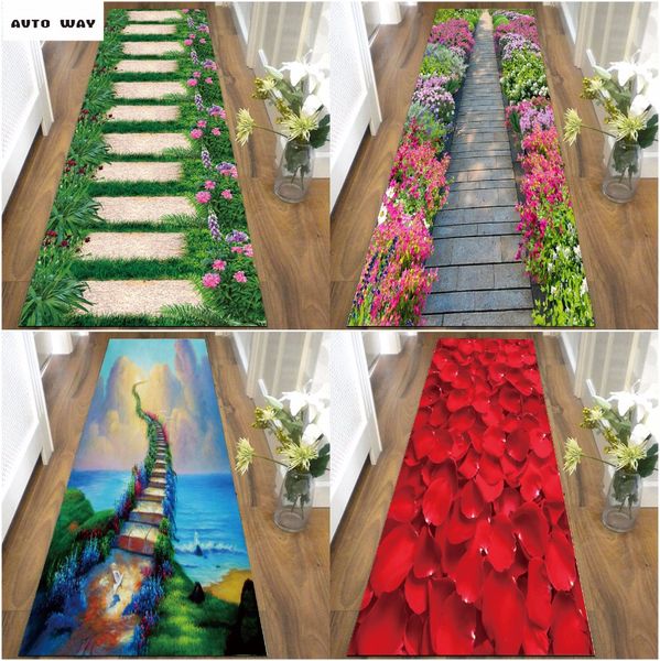 

3d carpet living room bedroom hall entrance corridor aisle flloor mat bathroom kitchen anti-slip door mat creative landscape rug