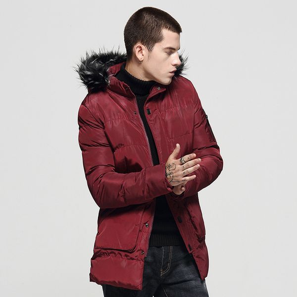

2018 new parkas man parkas winter jackets thick solid color zippers for male plus size m-xxxl male outwear casual coats, Black