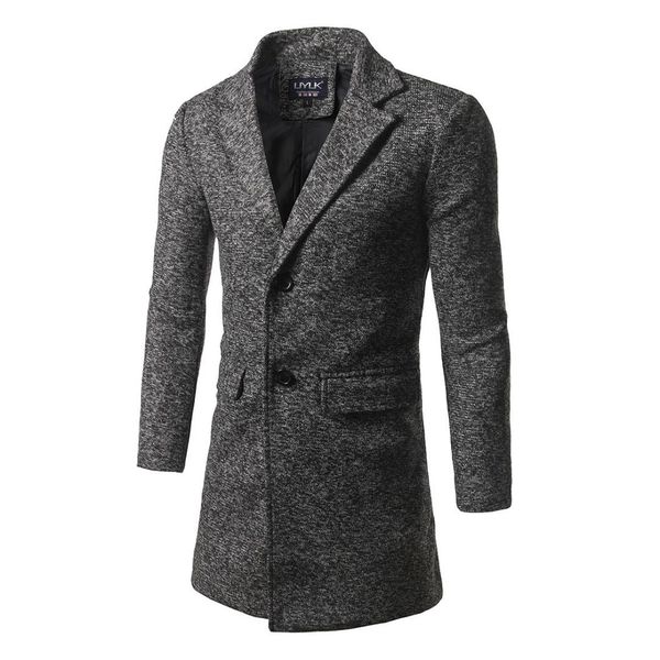 

m-5xl 2017 new fashion long trench coat men winter mens overcoat thick pea trench coat male jacket, Black