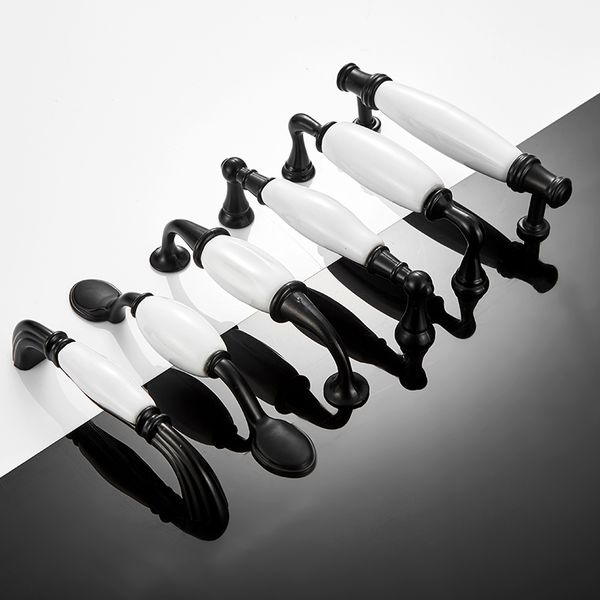 Black White Ceramic Door Handles European Antique Furniture
