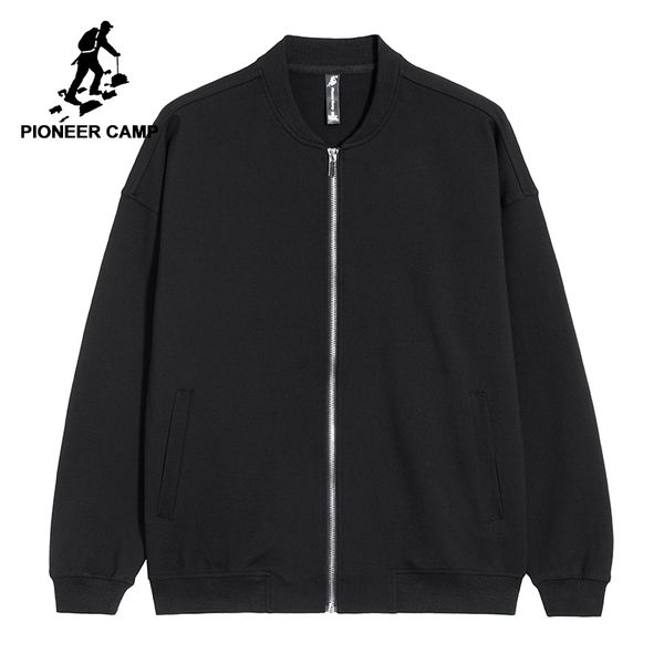 

pioneer camp new jacket coat men brand clothing casual loose solid jacket male quality soft stretch outerwear black ajk802272, Black;brown