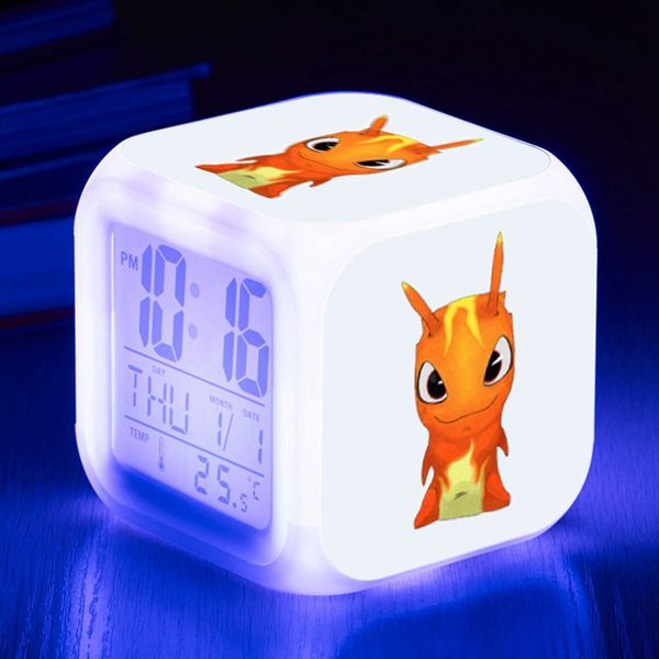 

horloge digitale cartoon slugterra led alarm clock kids watch luminous 7 color flash digital reloj despertador clocks xmas toys