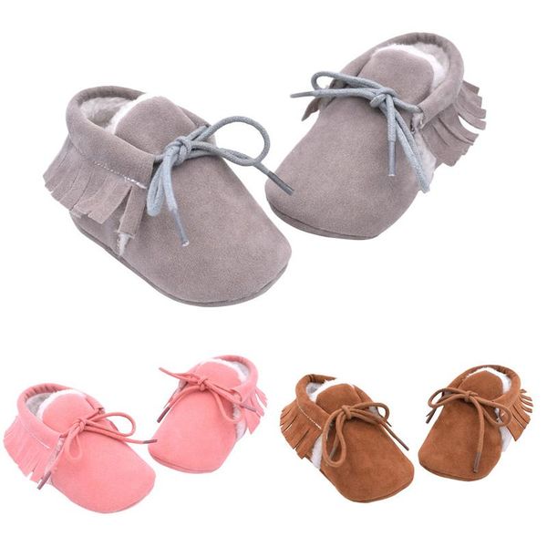 

0-18m toddler shoes autumn winter matte texture soft bottom tassel baby shoes handmade warm cotton baby for boys girls