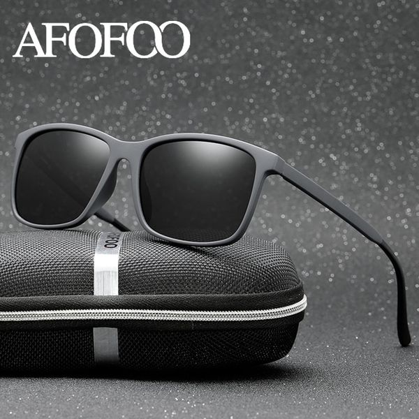

afofoo brand design men hd polarized sunglasses tr90 men square driving sun glasses gafas uv400 shades eyewear, White;black