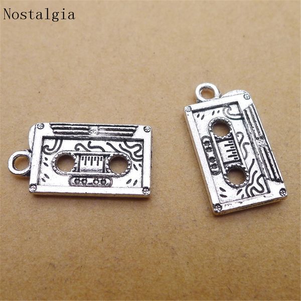 

nostalgia 10pcs charms retro 80's cassette tape antique silver tapes music charm pendants for making earrings jewelry accessorie, Bronze;silver