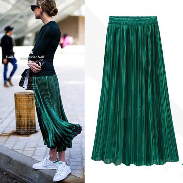 

new 2018 autumn and winter high waisted skinny female velvet skirt pleated skirts pleated skirt ing, Black