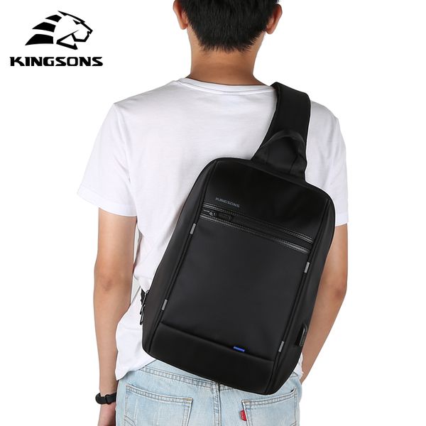 

kingsons anti theft chest bag for men waterproof nylon shoulder bags large capacity casual men travel usb charging crossbody bag