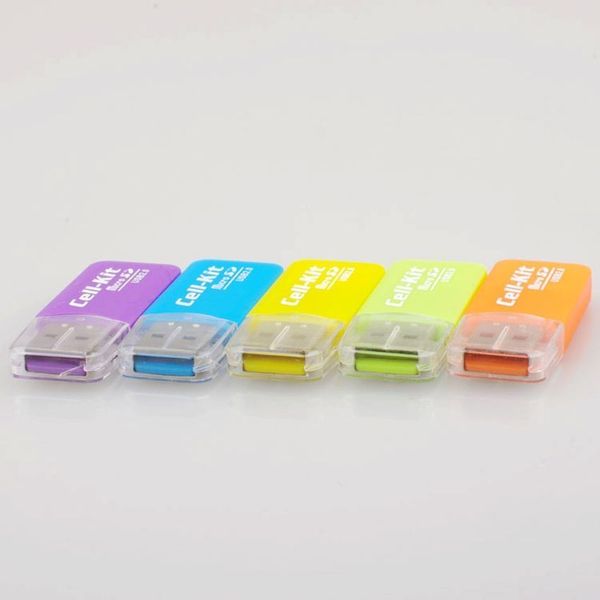 Leitor de cartão Micro SD colorido USB 2.0 Leitor de cartão de memória T-flash, / TF Leitor de cartão frete grátis 2000pcs / lote