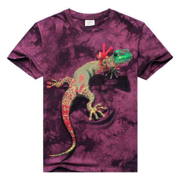 T-shirt da uomo in cotone di qualità 3D Tie-dye O-collo a maniche corte Lizard T-shirt stampate ad acqua 3d Sprots casual Camicie cool Abbigliamento hip-hop S-3XL