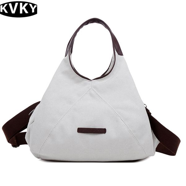 

kvky women canvas handbag solid color ladies tote bags large capacity female totes with zipper shoulder bag women's shopping bag