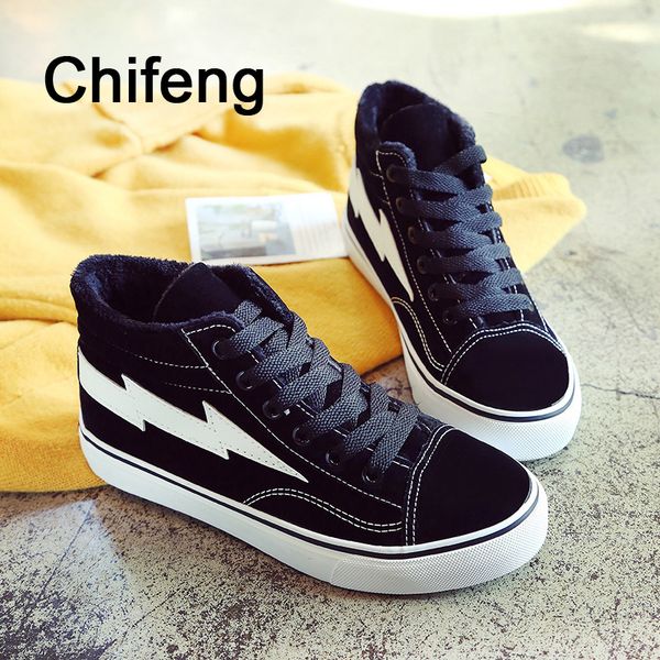 

женщины вулканизировать обувь женщина кроссовки обувь зима 2017 женская мода кроссовки плюшевые туфли плоские случайные, Black