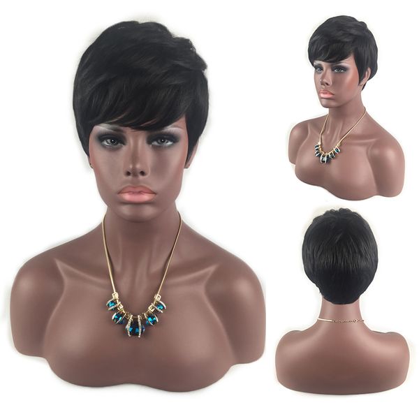 

short pixie brazilian human hair wigs glueless full lace lace front cut human hair wigs for black women