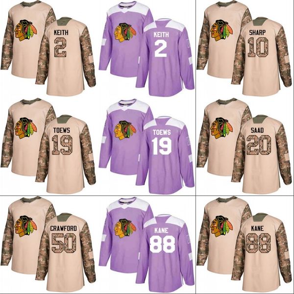 

Chicago Blackhawks Jersey Veterans Day Fights Cancer Practice 2 Duncan Keith 19 Jonathan Toews 50 Corey Crawford 88 Patrick Kane Jerseys