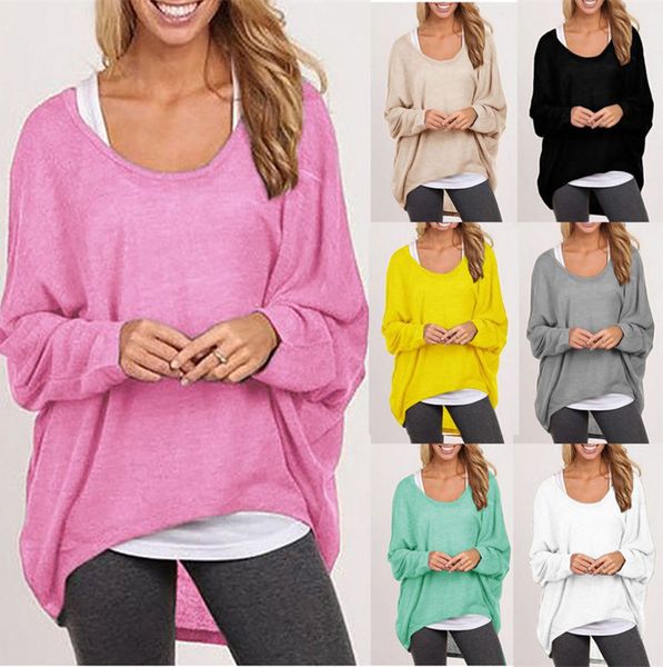 

women fashion candy colors loose style irregular hem sweatshirts pink purpler sweet pullover ing, Black