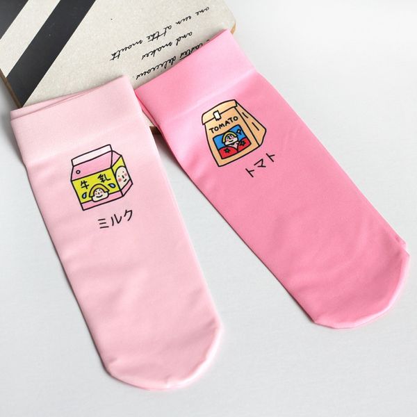 

2 pairs/set women pink print velvet socks, Black;white