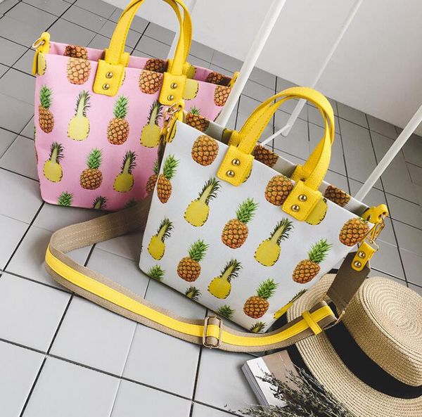 

2018. new pattern. pineapple printing. tote bag. handbag. casual fashion woman bag. pu. medium-sized. shoulder bags. handbags
