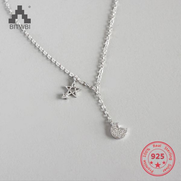 

2018 new arrivals silver shining zircon star moon necklaces & pendants for women 925 fashion jewelry