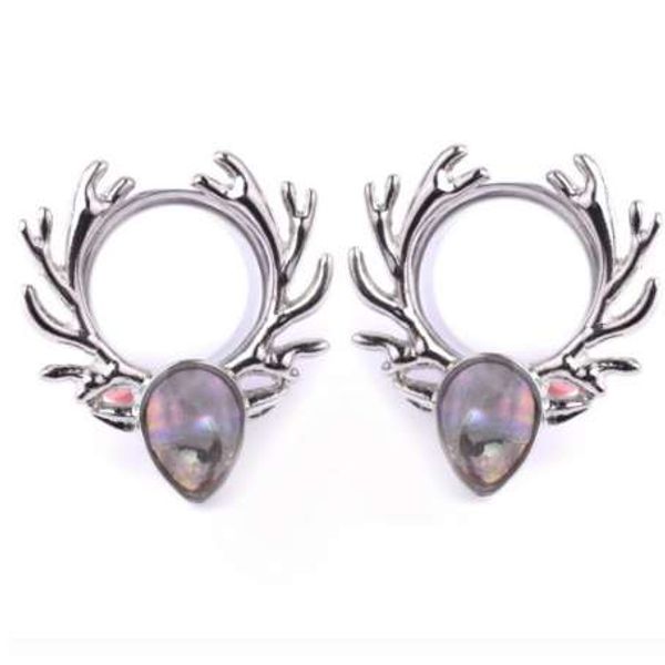 

1 pair ear tunnel steel deer antlers ear flesh reamer plug gauge expander earring body piercing ear dilator, Silver