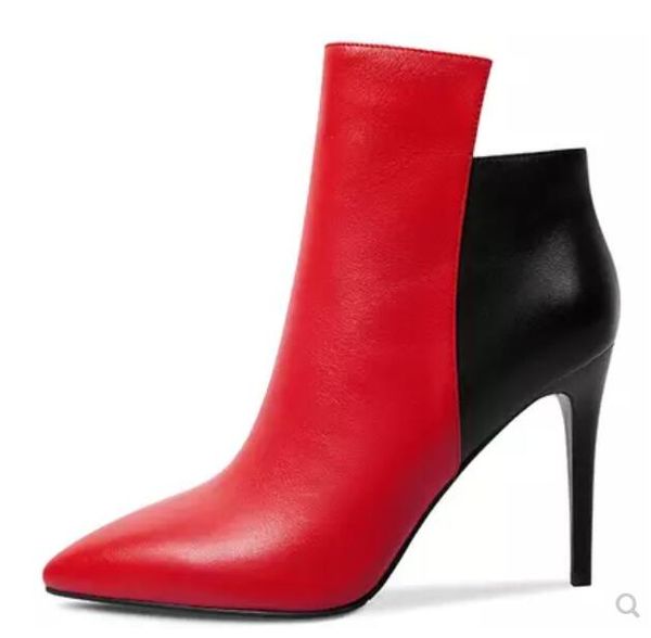 2019 nuove donne stivaletti con zip stivaletti a punta stivaletti scarpe eleganti stivali in pelle bianca scarpe da festa mix di colori stivali da donna