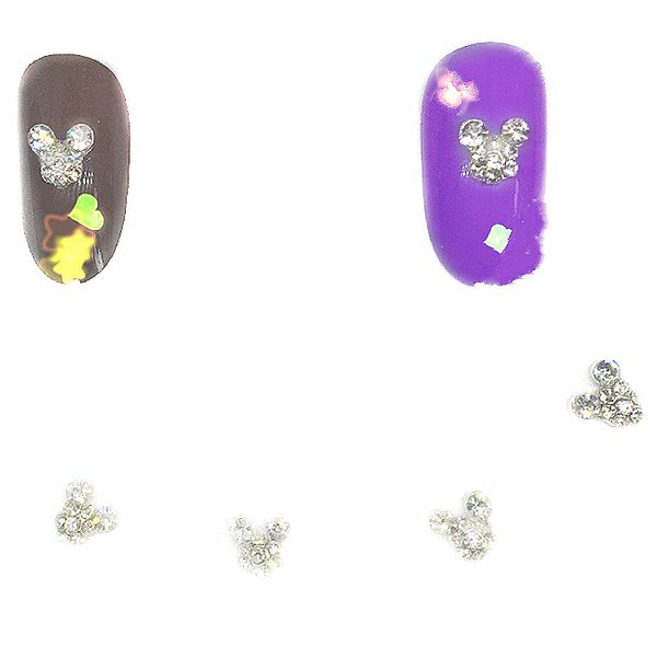 

10pcs silver mouse nail art rhinestones decorations 3d charms metal nail jewelry kawaii cartoon diamond manicure new crystal, Silver;gold