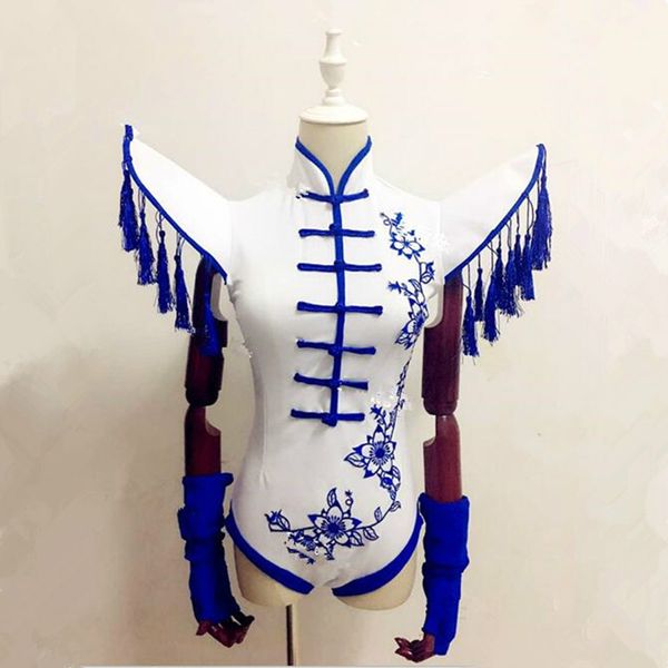 

bodysuit women singer print stage wear jumpsuit one-piece costume nightclub party bar prom performance singer dancer outfit, Black;red