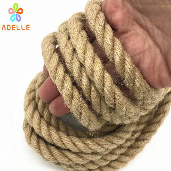 

10mm x 10m twisted jute twine rope natural thick toys japanese shibari rope diy accessory home decorative ing, Black;white