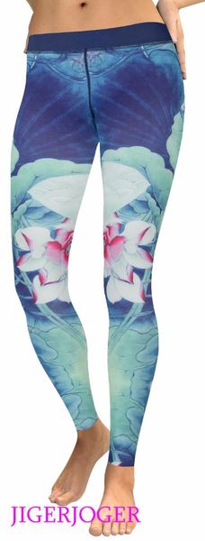

jigerjoger stirrup women's yoga leggings brand quality high waistband blue lotus ballet compression tight pants drop ship, White;red