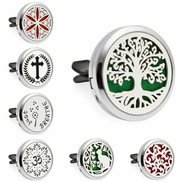 

multiple options tree of life perfume locket car diffuser locket vent clips essential oil aroma magnetic 10 pads randomly, Black