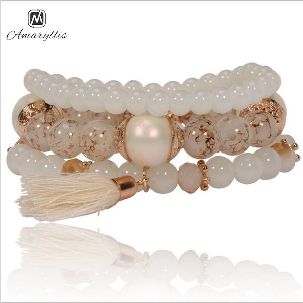 

amaiyllis bohemia fashion women's bracelet set 3pcs/lot high quality charm bracelet jewelry for ladies strand bracelet, Black