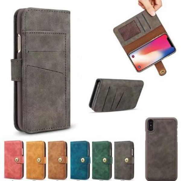 2 in1 Multi-function Magnetic Detachable Flip Card Wallet Phone Case for Iphone XS Max 8 7 6S Plus Samsung S10 S9 S8 Plus