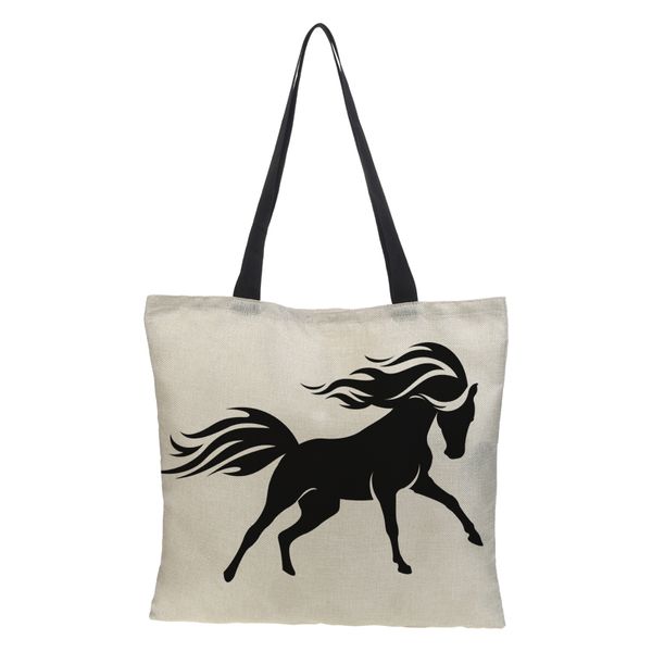 

crowdale women bag double-sided printing horse printed luxury women large shopping bag tote sholder for ladies linen handbag